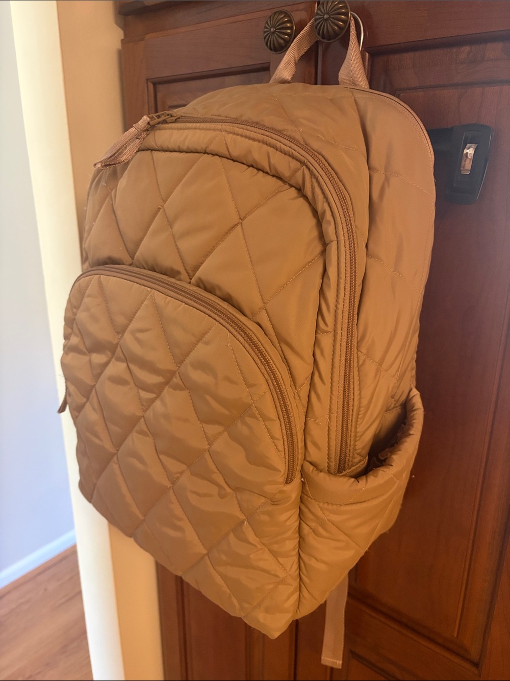 Quilted Tan Vera Bradley Backpack - Puffer style